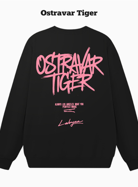 专柜新款 Ostravar Tiger美式2026春季情侣圆领套头男女卫衣上衣