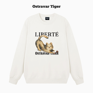 套头圆领无帽女卫衣上衣 Tiger潮牌2025秋冬季 专柜新款 Ostravar