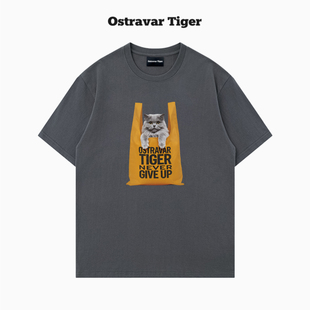 潮牌2026夏宽松纯棉黑白短袖 Tiger美式 男女重磅t恤 Ostravar 新款