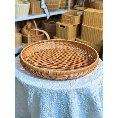 仿藤手工编织收纳筐家用洗菜篮水果篮子整理托盘仿圆形簸箕晾晒筐