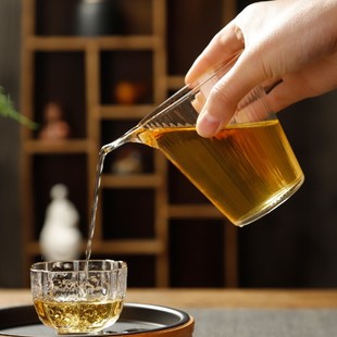 锤纹茶海透明公杯泡茶杯过滤器 耐热玻璃公道杯创意竖纹分茶器日式