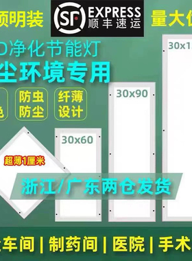 300x1200净化灯led洁净灯30x90医院手术室无尘车间平板吸顶灯明装