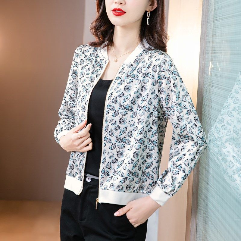 2025新款真丝波点上衣女时尚夹克衫春秋外搭外套空调衫夏季防晒衣