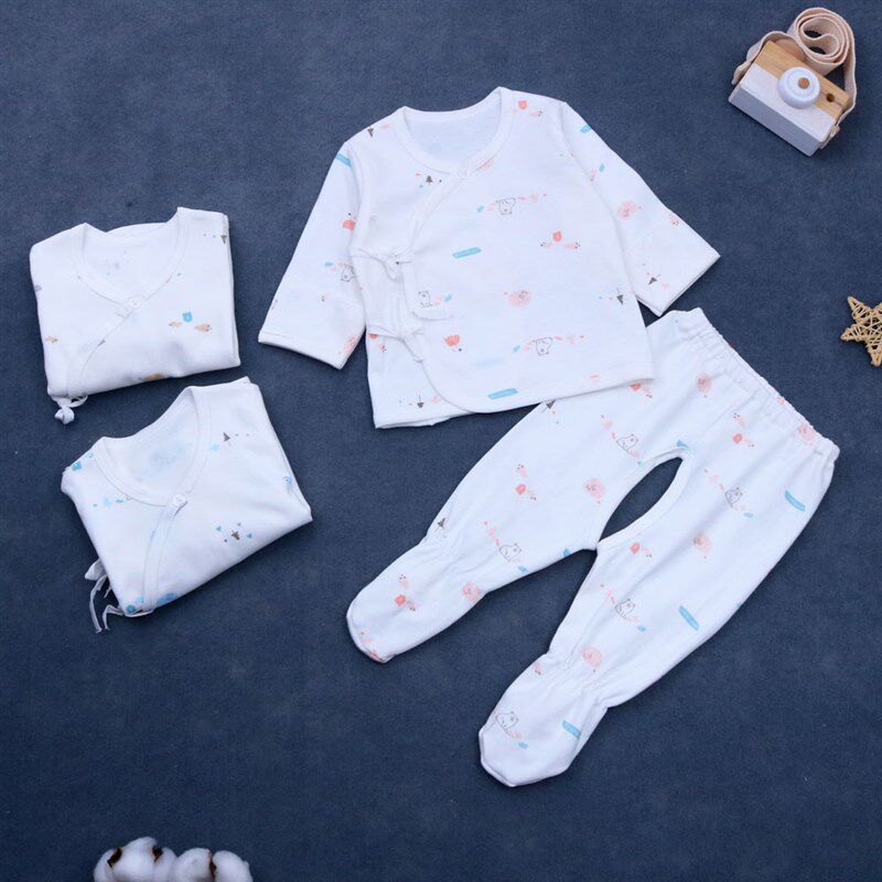 新生儿衣服纯棉绑带包脚宝宝套装婴儿内衣连脚裤子0-3个月1四季款