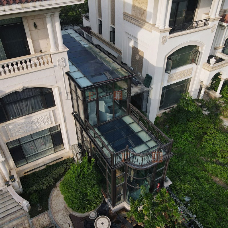 别墅平台光伏发电玻璃露台阳光房断桥铝合金系统门窗庭院玻璃房