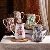 孤品复古陶瓷花瓶花壶瓶摆件装 田园风新中 饰品客厅干燥花插花欧式