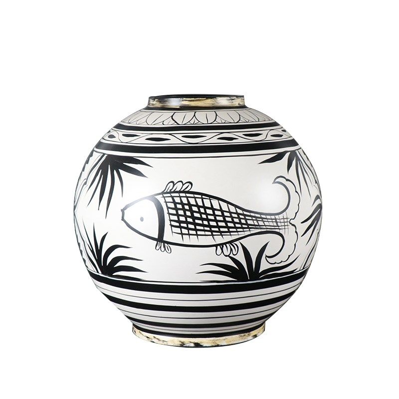 新中式彩绘鲤鱼古风陶瓷花瓶家居博古架软装饰品电视柜摆件干花器,家居饰品,花瓶,淘宝优惠券,粉丝福利购,淘宝优惠卷