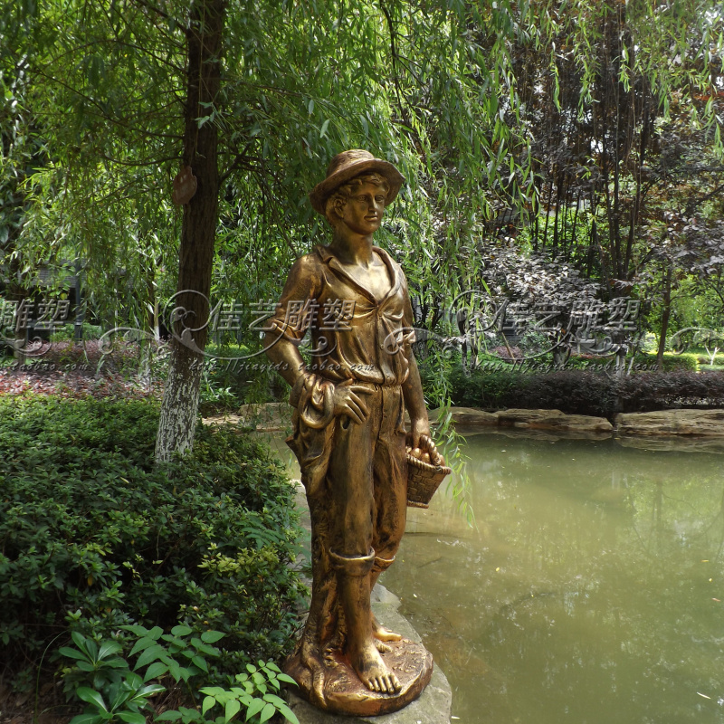 欧式玻璃钢人物雕塑艺术品客厅户外落地摆设可定制作西部牛仔水果