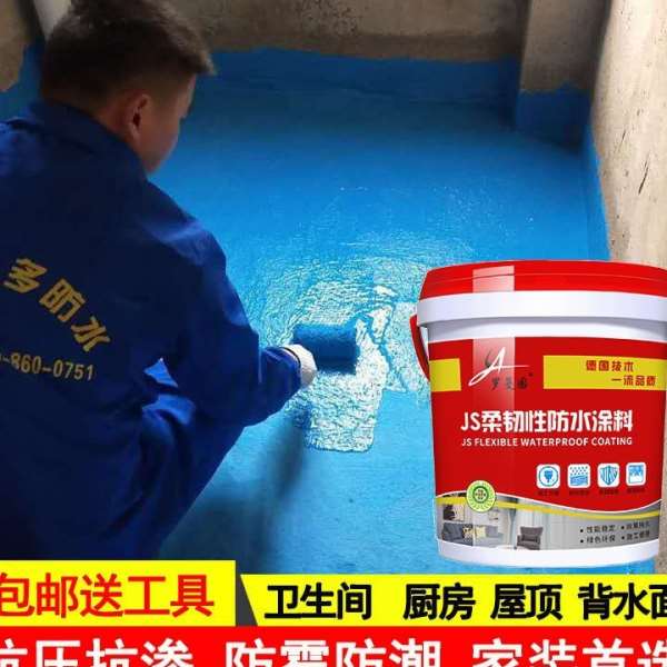 外墙防水涂料鱼池水池卫生间屋顶js柔性长期泡水堵漏补漏防水材料