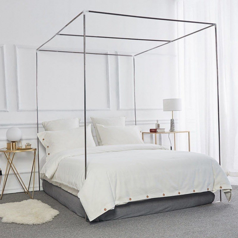 蚊帐架支架落地不锈钢三开门杆加粗1.0/1.2/1.5/1.8m2.0米架子