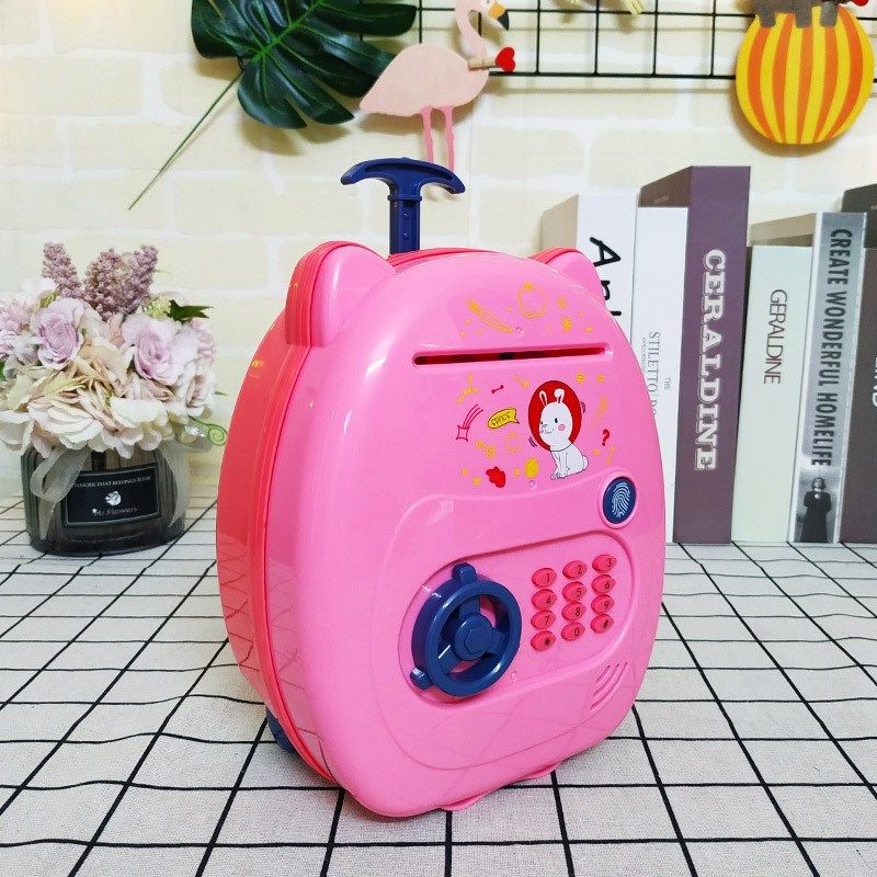 拉杆箱atm保险柜存钱罐儿童行李旅行箱密码音乐自动卷币储蓄钱罐,节庆用品/礼品,储蓄罐,淘宝优惠券,粉丝福利购,淘宝优惠卷
