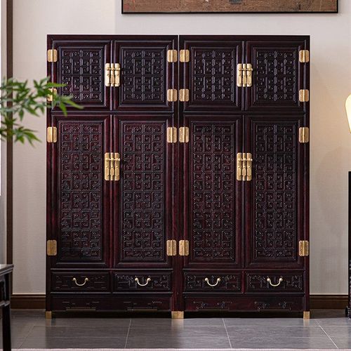 仙铭源赞比亚血檀木顶箱柜中式大衣柜卧室实木收纳衣帽柜储物高柜