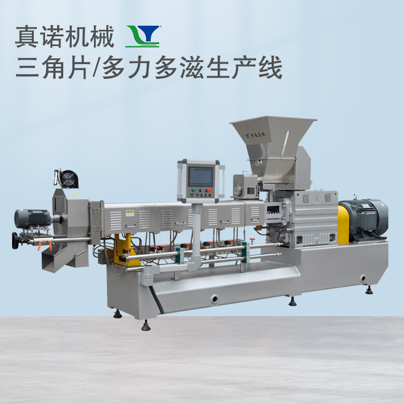双螺杆休闲食品挤压膨化设备 真诺机械 玉米薄饼玉米三角片生产线