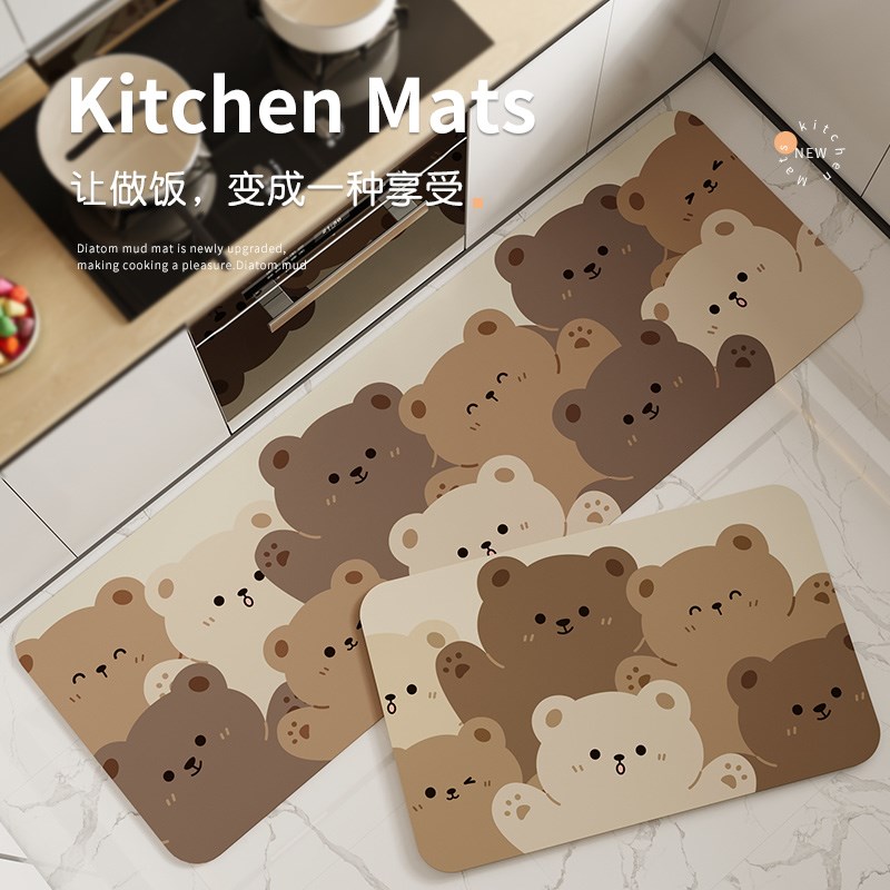 2024新款厨房地垫防滑可擦免洗软硅藻泥吸水吸油脚垫专用防脏地毯