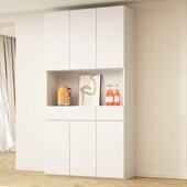 超薄餐边柜30cm薄柜双层靠墙一体白色实木茶水柜20公分客厅极窄