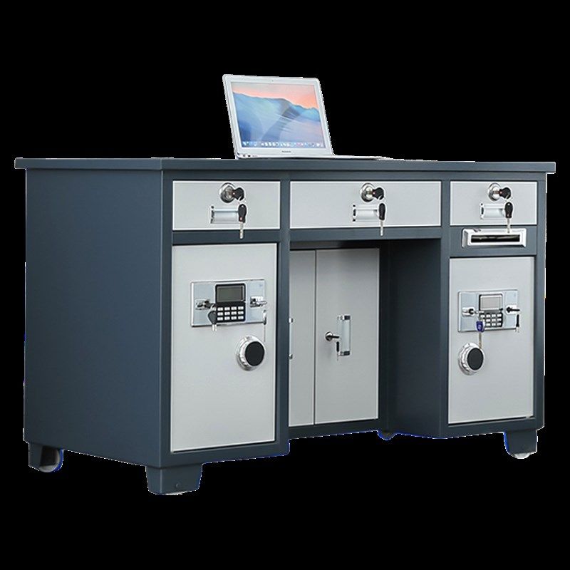 全钢保险桌带保险柜的办公桌投币财务桌办公室家用重型老板电脑桌