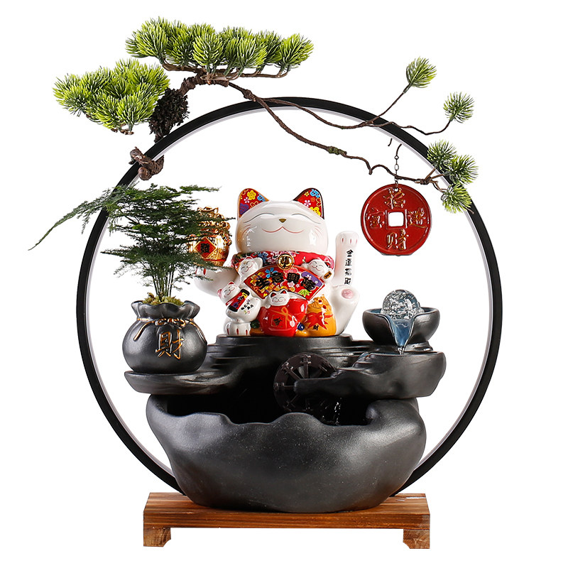 招财猫流水生财摆件家居客厅办公室桌面创意陶瓷装饰中式开业礼品,家居饰品,流水摆件,淘宝优惠券,粉丝福利购,淘宝优惠卷