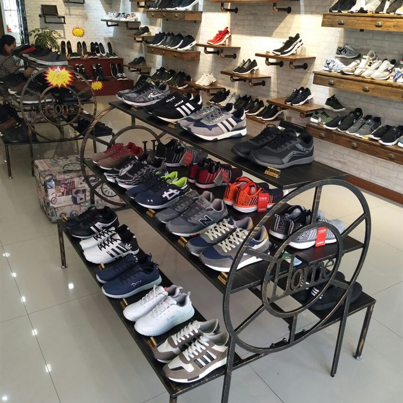 服装店流水台展示架落地铁艺个性创意高低展示桌中岛装饰多层鞋架