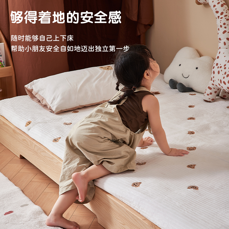 地板床蒙氏单人床儿童房白蜡木地台床实木儿童床婴儿宝宝