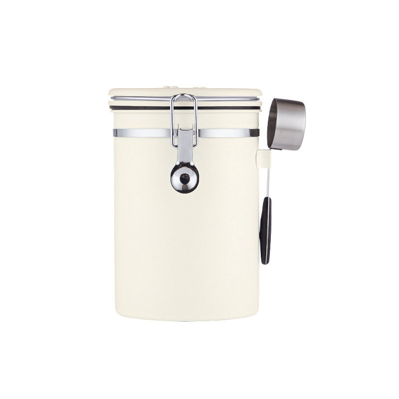 不锈钢咖啡豆密封罐咖啡粉储存罐子单向排气阀储豆养豆存储罐带勺