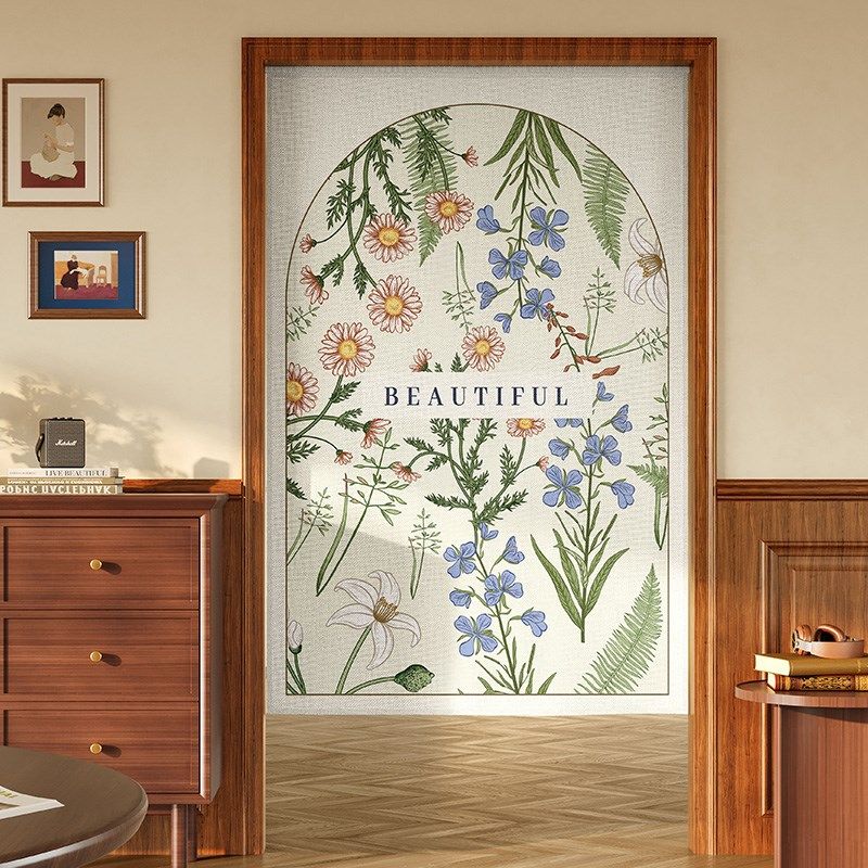 厨房门帘整片免打孔隔断帘卧室遮挡帘家用卫生间厕所挂布半帘短帘