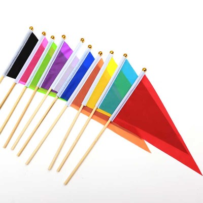 实心杆8号三角彩旗手摇旗14*21手挥旗插泥土地标小旗子早操小彩旗