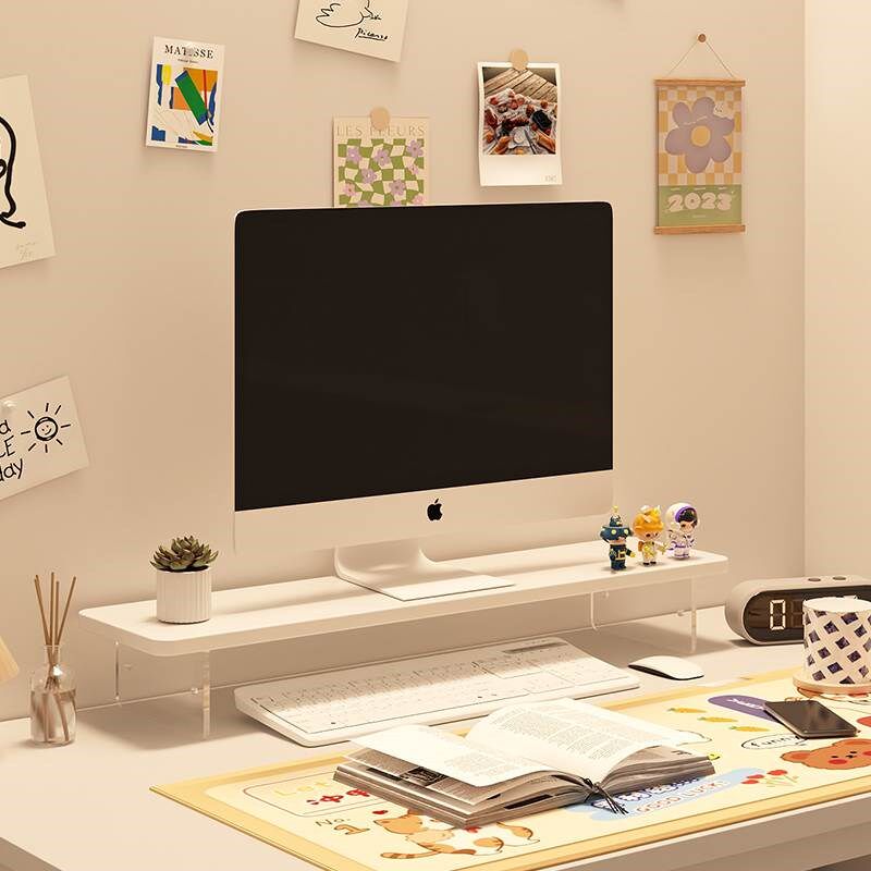 电脑萤幕增高架办公室桌面台式屏幕抬高支架压克力悬浮置物架子