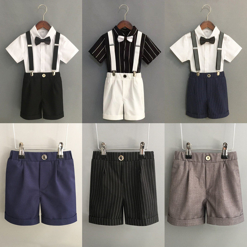 男童西裤松紧腰夏季长裤黑色儿童西装裤直筒男宝小男孩抱婴袋裤套