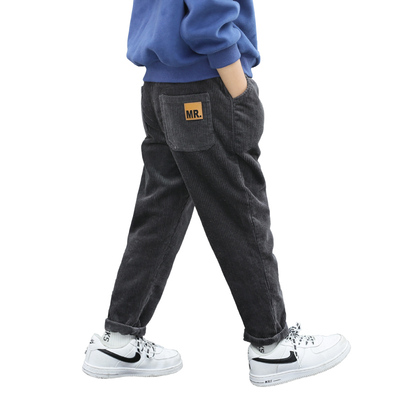 男童加绒裤子一体绒加厚秋冬款2023年新款中大童冬装灯芯绒长裤