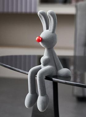 坐姿兔子摆件轻奢高档电视柜客厅家居软装饰品小众高级感治愈礼物