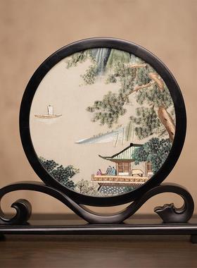 摆件中国风客厅装饰品刺绣摆台特色纪念礼物商务伴手礼品