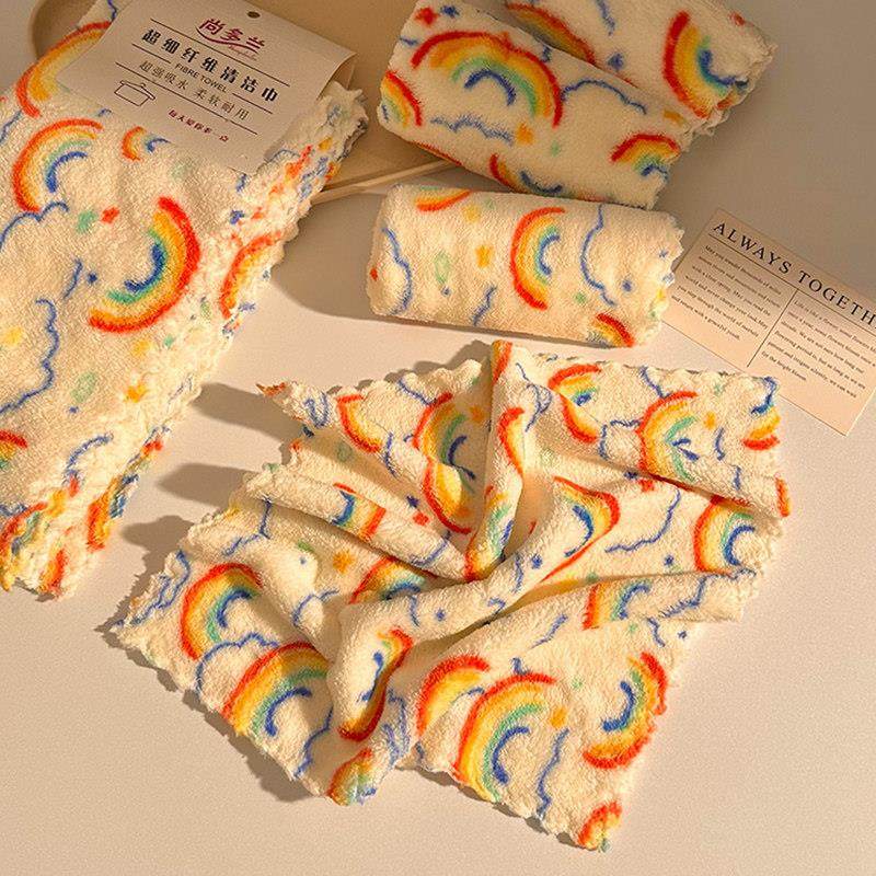 ins彩虹抹布家用吸水不掉毛小毛巾浴室擦手巾厨房擦桌清洁百洁布,家庭/个人清洁工具,抹布,淘宝优惠券,粉丝福利购,淘宝优惠卷