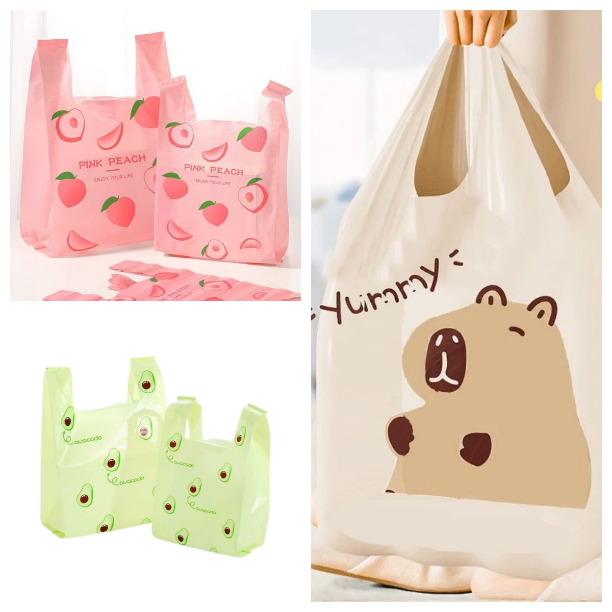 水蜜桃牛油果小熊卡通保鲜袋