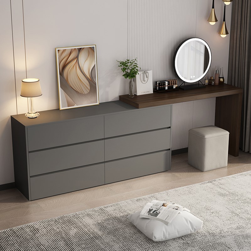 意式极简梳妆台斗柜一体卧室电视柜化妆桌多功能小户型床尾收纳柜