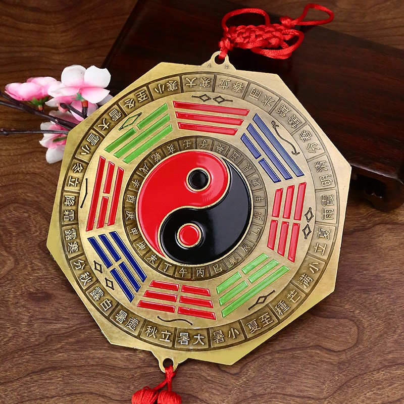 奉祺十二生肖狮咬剑挂件虎头睚眦太极八卦镜挂件家居装饰挂件饰品