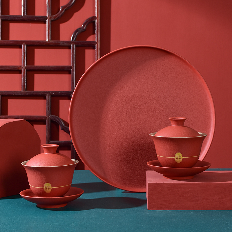 结婚敬茶杯套装改口喜杯喜碗结婚对碗婚庆礼品结婚礼物送新人闺蜜