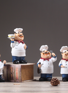 美式家居电视柜酒柜装饰品人物厨师餐厅蛋糕店饭店摆件开业礼品