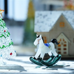 淄博琉璃非遗手工装饰品摇摇马桌面摆件马上有钱家居摆放玄关礼物