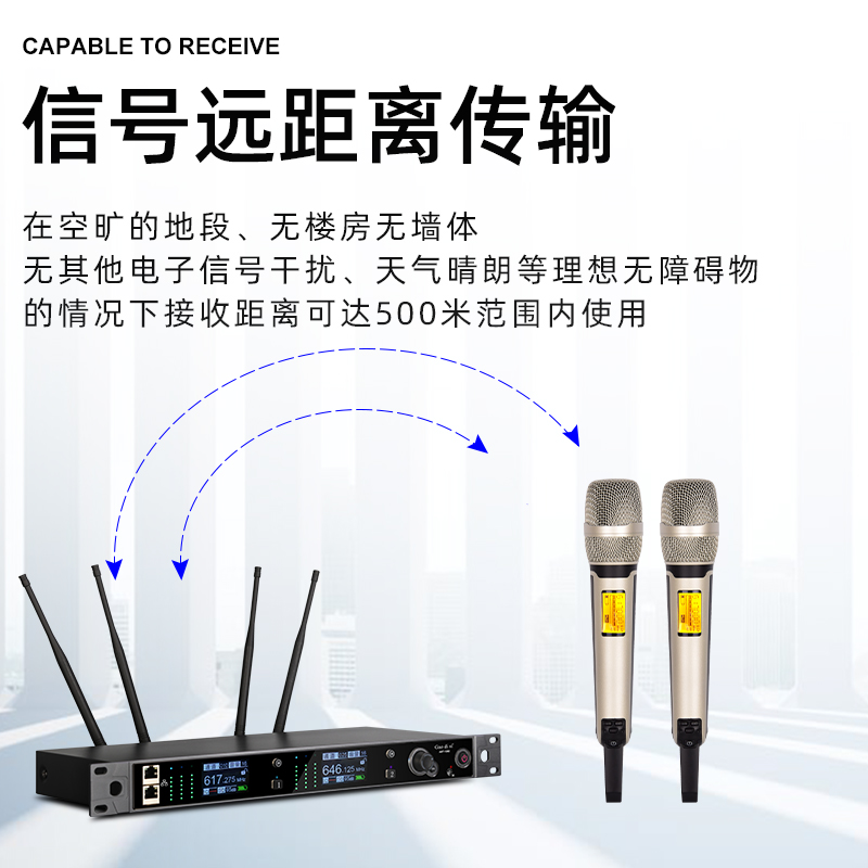 无线电容麦克风一拖二专业调频U段舞台KTV演出手持头戴防啸叫话筒