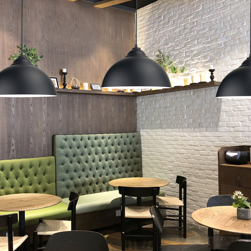 创意个性黑色餐厅吧台网咖服装店连锁店简约 复古锅盖LED单头吊灯