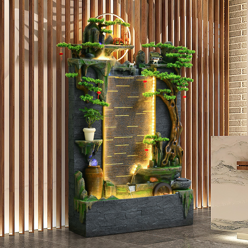 办公室假山流水摆件喷泉水幕墙鱼缸造景客厅隔断循环水装饰品屏风