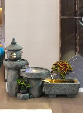 石墨假山流水喷泉室内入口办公室店铺景观装饰循环水落地式鱼塘装
