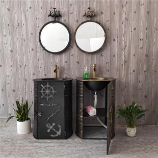 创意酒吧洗手盆工业风洗手台盆落地一体立柱式柜洗漱台复古洗脸盆