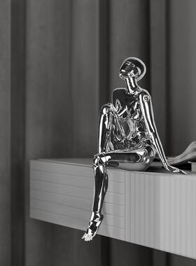 空山基机械姬女神摆件高级家居轻奢艺术装饰客厅桌面电镀人物雕塑