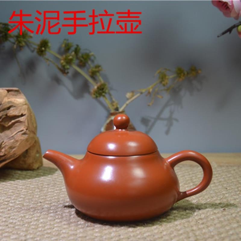 梨壶潮州手拉朱泥壶紫砂壶全手工潮汕工夫茶壶110ml 三杯壶章玉家