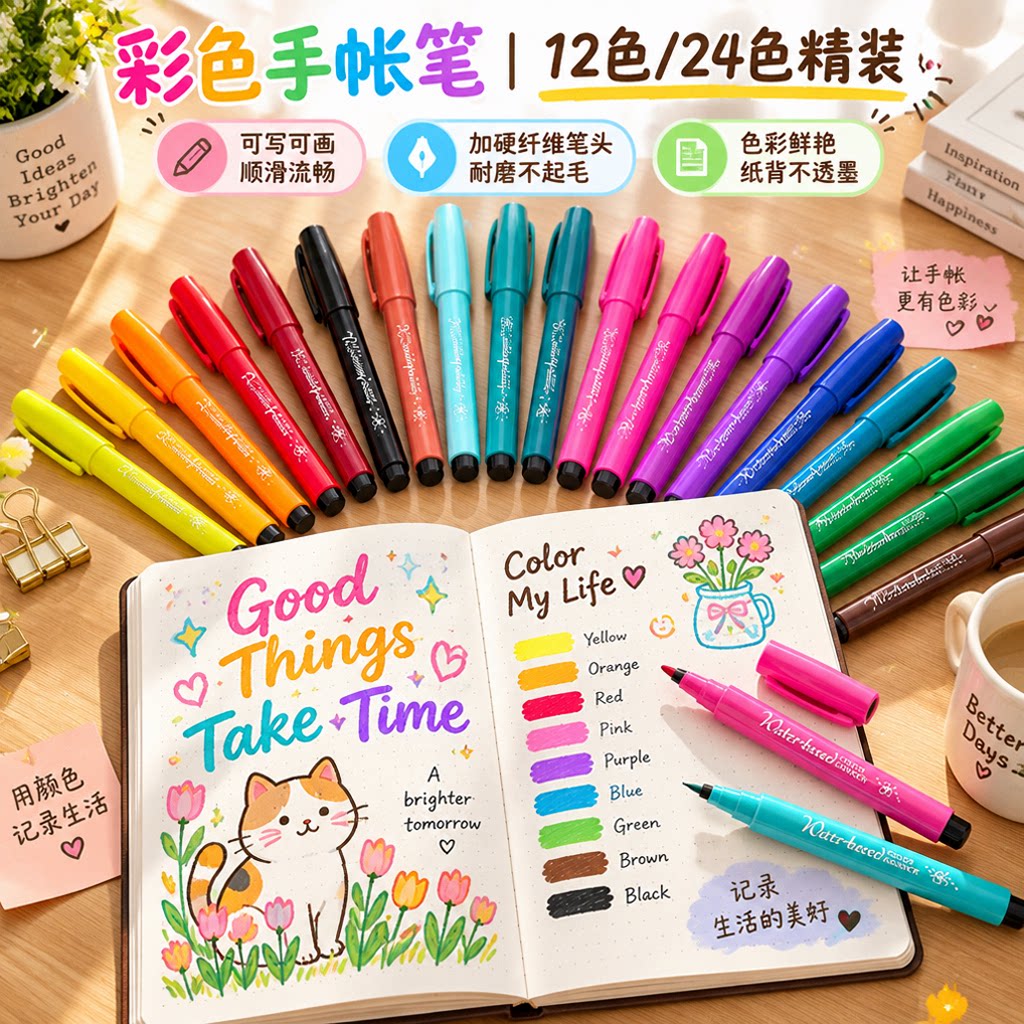 学生手账涂鸦精装便携荧光笔