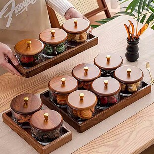 北美黑胡桃果盘零食盘家用分格创意干果盘点心盘糖果盘水果盘子