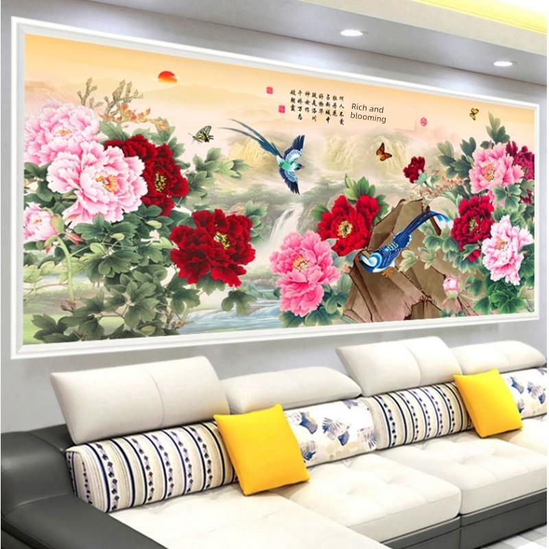 牡丹画花TPB盛财富十字绣20型5新款高端2客厅线绣手工大国画开绣