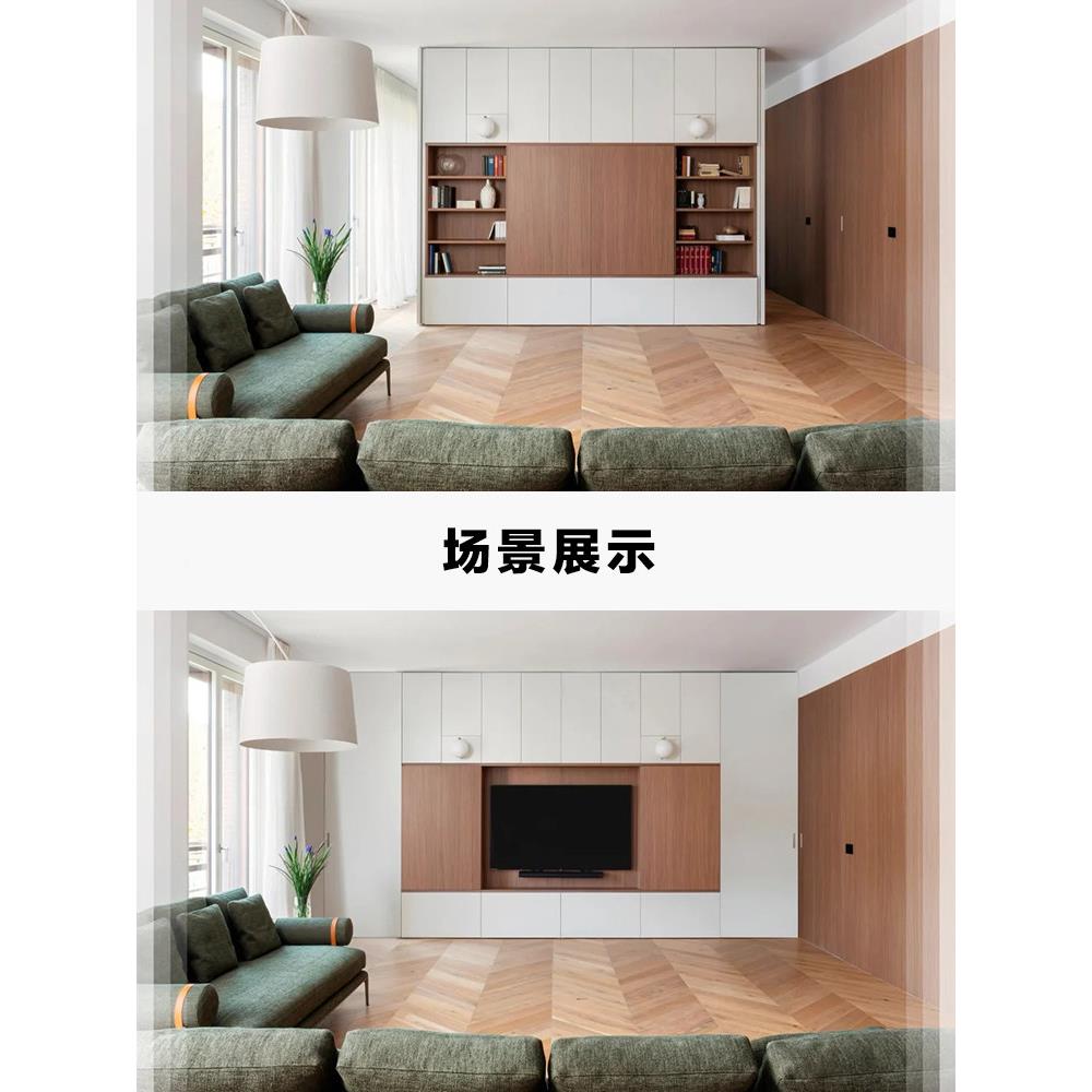 隐形推拉门电视柜移轨道阻尼缓冲暗装导轨滑行外挂平隐FEH藏书架