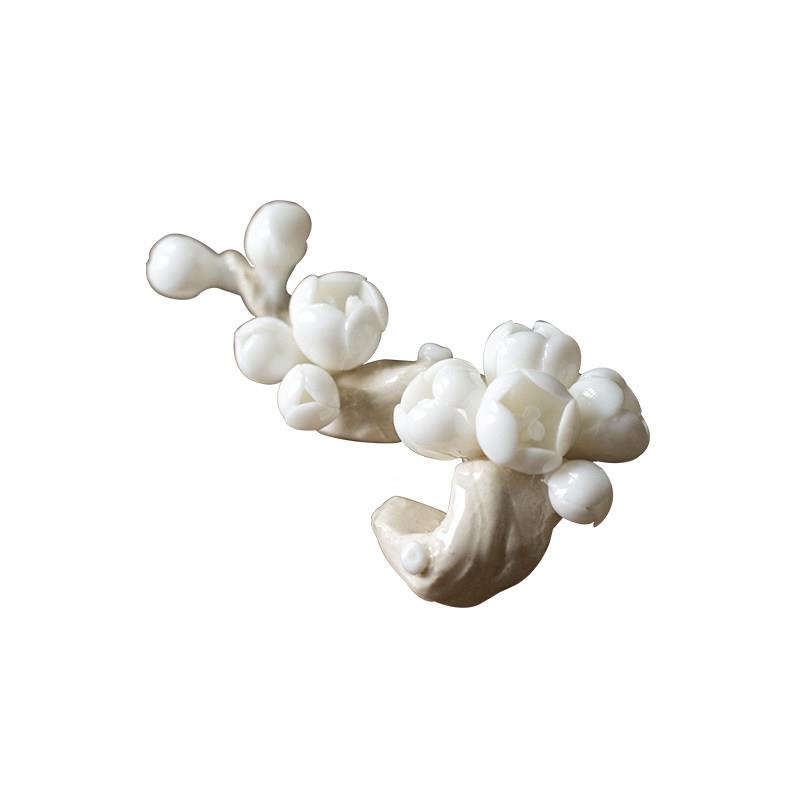 草木灰花茶搁中式创手工捏瓷制陶小摆件笔架茶夹梅功JS-AB002意夫